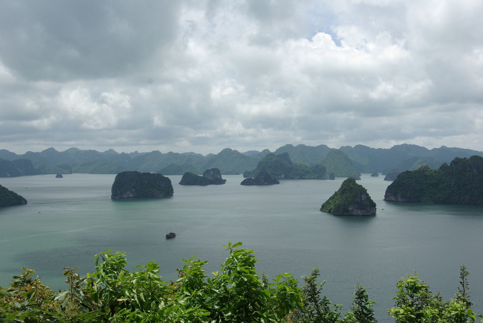 View across Halong Bay from a boat deck
