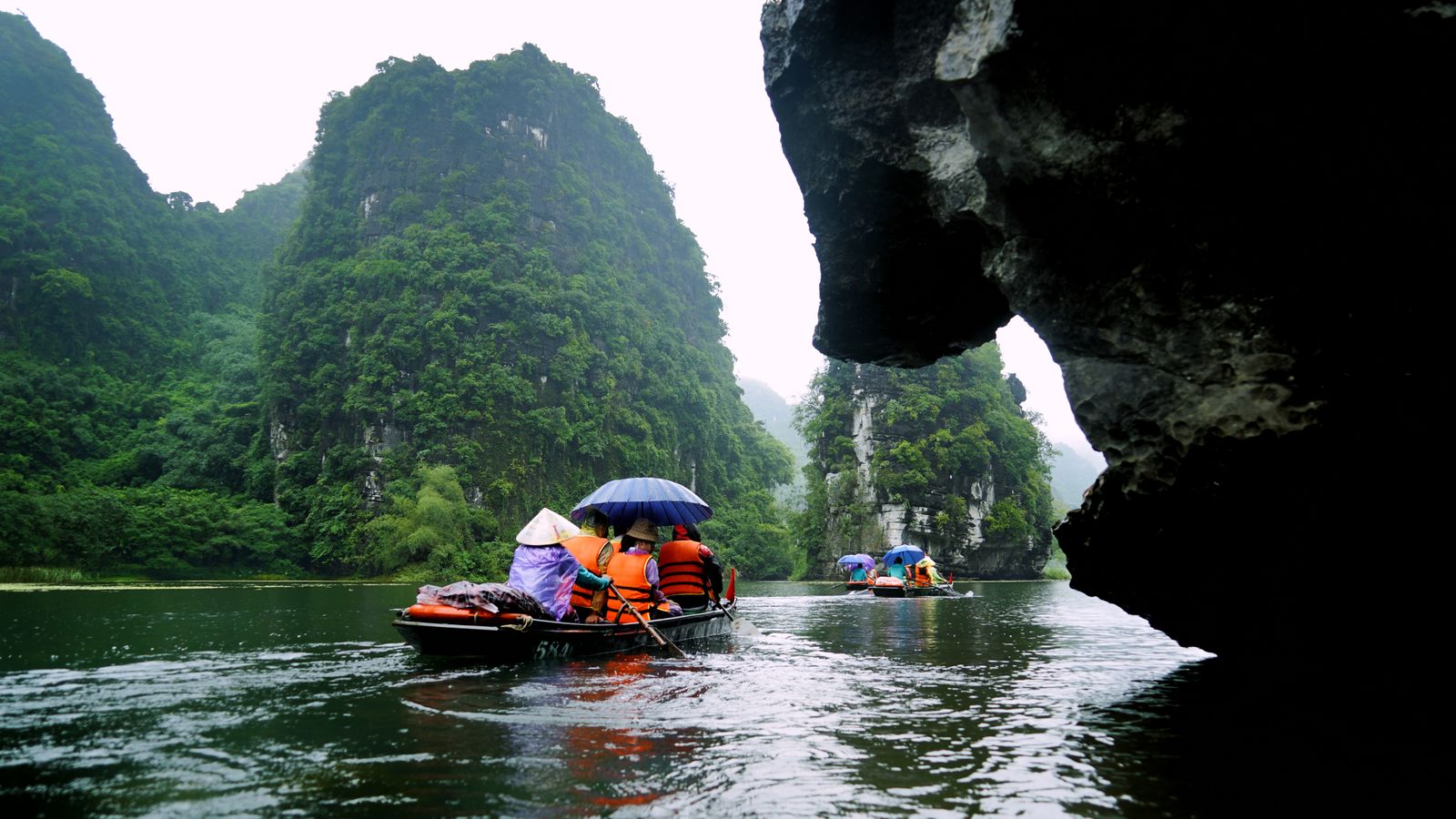 Morning mist over limestone karsts in northern Vietnam
